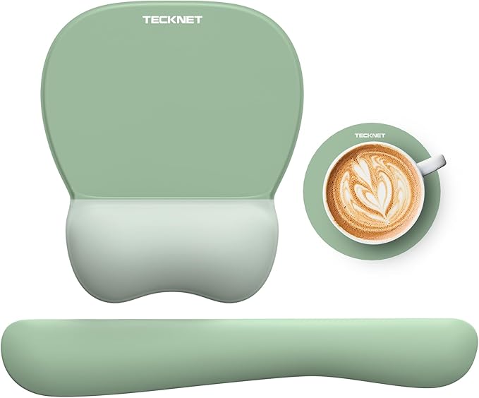 TECKNET Gel Mouse Pad with Wrist Rest, 3 in 1 Keyboard Wrist Rest for Pain Relief, Non-Slip PU Base & Easy Typing, Ergonom...
