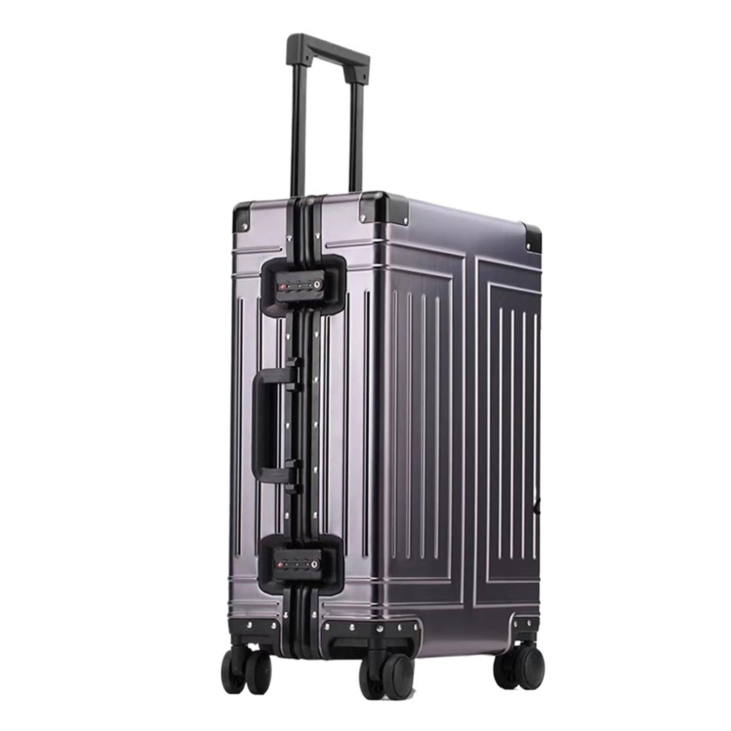 MUdson Trunk 20" 24" 26" 29" Inch Aluminum Trolley Suitcase Metallic Cabin Luggage Trolly Bag with Wheels Durable (Color : Gray, Size : 24")