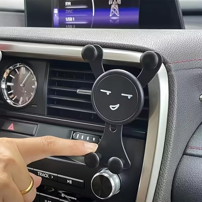 1PC Car Air Vent Phone Mount Smiley Design 360 Degree Rotation Universal Fit Hands-Free Driving GPS Navigation Calls, Black