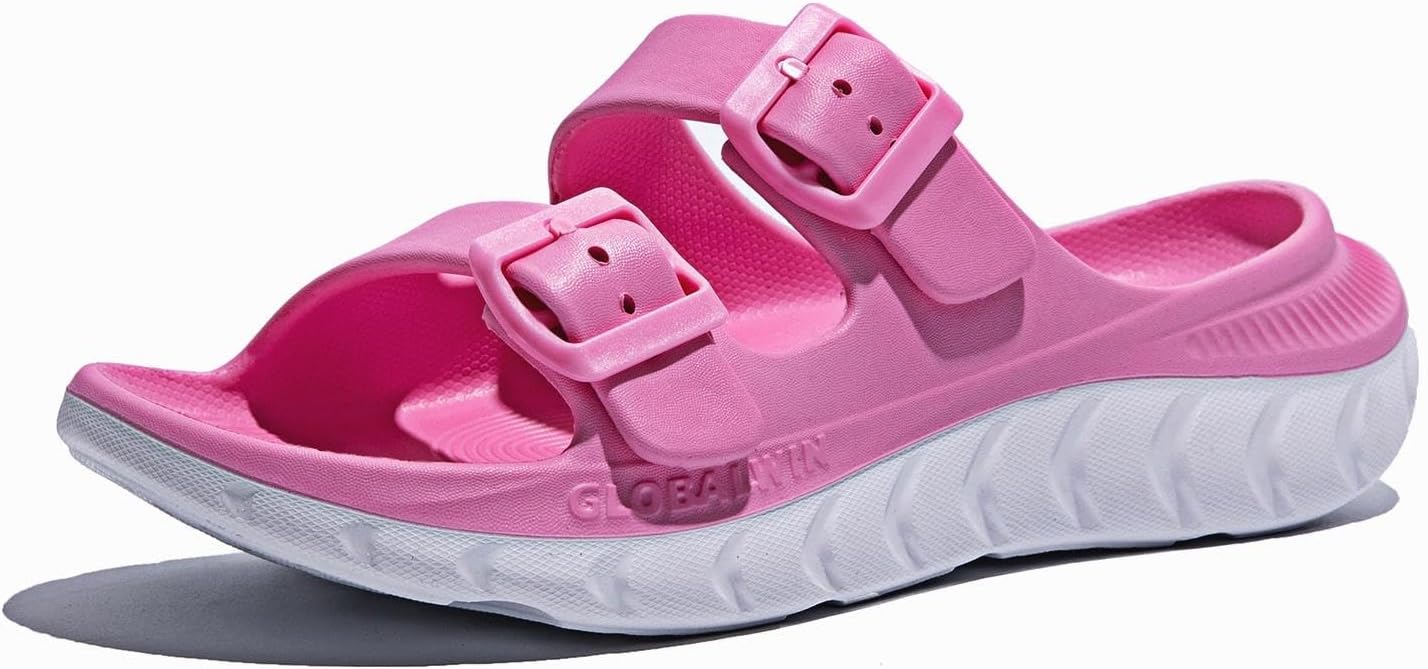 GLOBALWIN Recovery Slides For Women Mia Comfortable Sandals With Arch Support Indoor Outdoor Cloud Slippers Reduce Stress ...