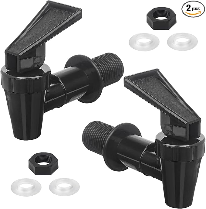 2PCS BPA-Free Replacement Cooler Faucet，Reusable Leakproof Plastic Tap Set（Black ），for Home Water dispensers Beverage disp...