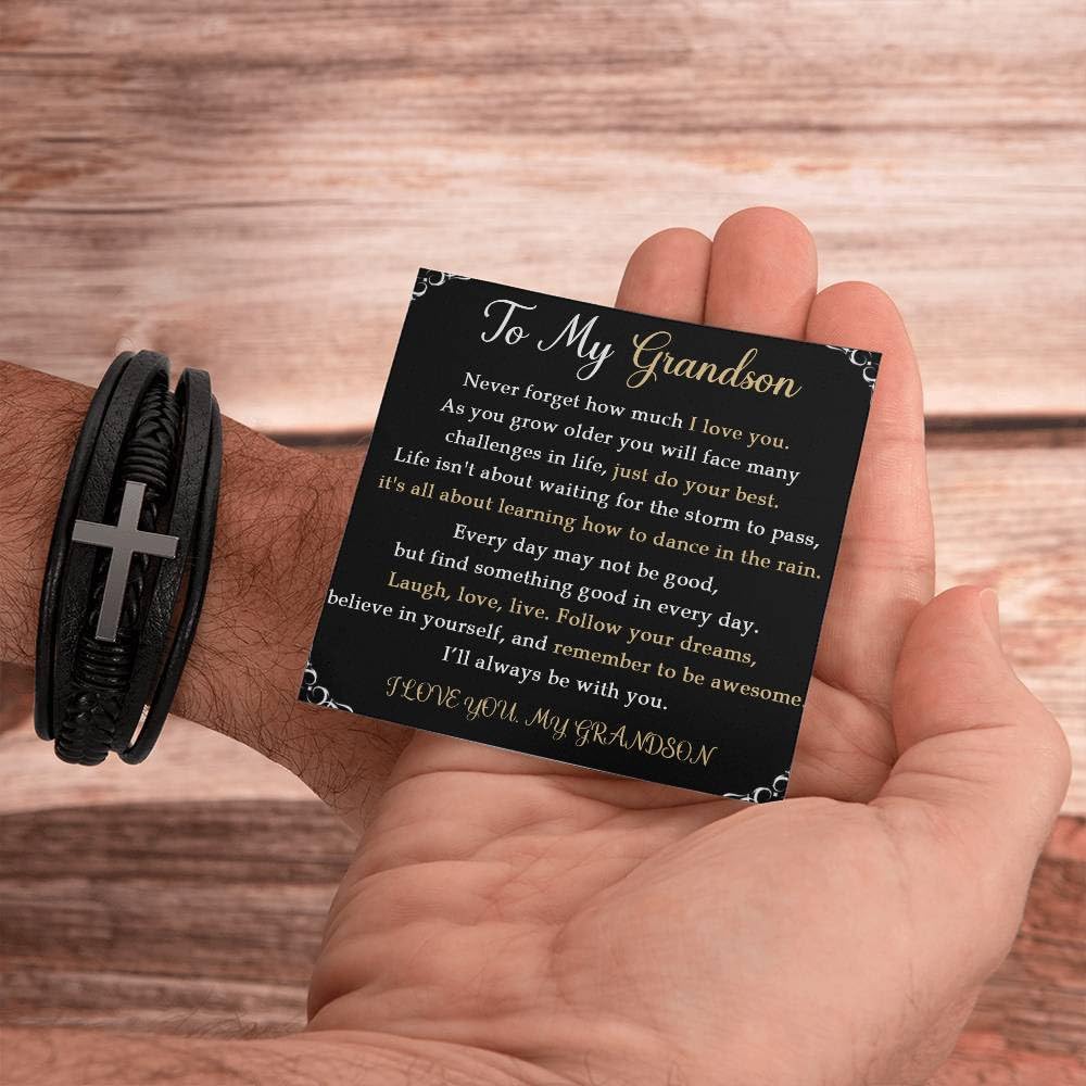 VIRAGIL To My Grandson Bracelet Gifts For Grand Son, Grandson Bracelet From Grandparents, Nephew Guy Friends, Valentines Birthday Graduation Day Christmas Easter Gifts For Teenage #7