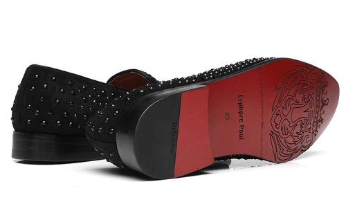 Erphpre Paul Mens Dress Loafers Leather Rhinestone Studded Party Wedding Prom Homecoming Shoes Black US 10