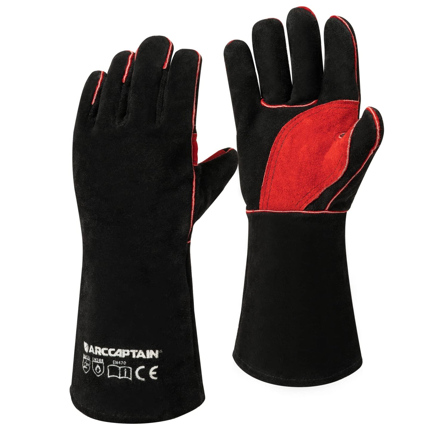 ARCCAPTAIN Leather Forge Welding Gloves, Heat/Fire Resistant 16 inches Gloves for Stick,Mig,Tig,Forge,BBQ,Grill,Fireplace,Wood Stove,Furnace,Oven,Pot