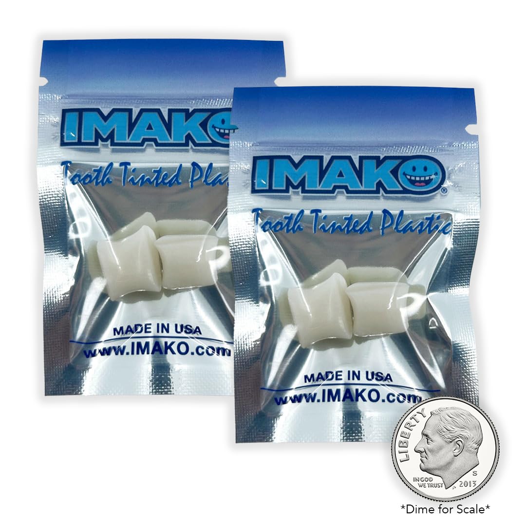 Imako Tooth Tinted Plastic - Natural Color - Temporary Tooth - 2 Pack - Made in USA