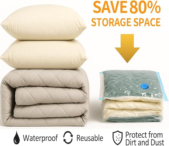 Vacuum Storage Bags for Travel and Home,Space Saver Bags for Clothes,(with Electric Pump and Hand Pump, Large,2(40 * 60) 2(50 * 70) 2(60 * 80) 2(80 * 100))