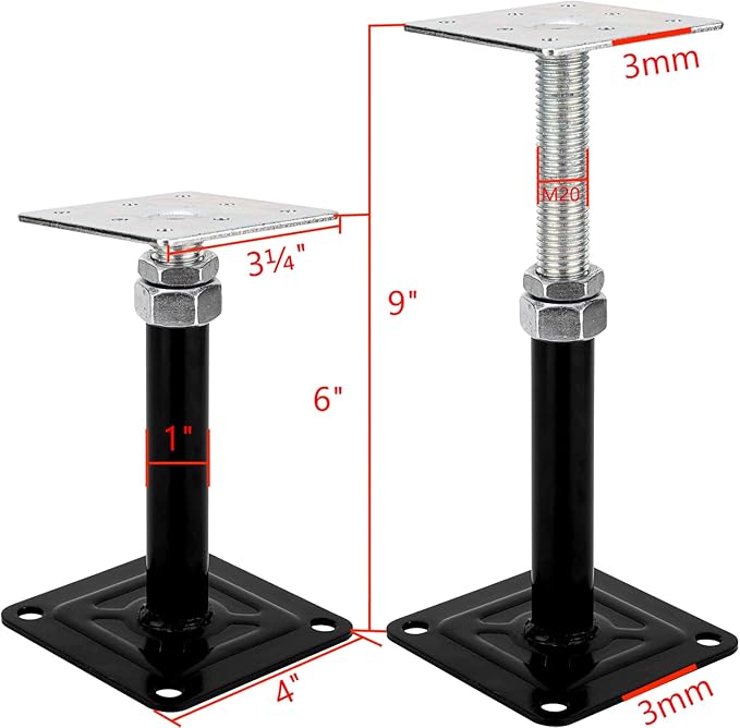 2-Pack Lift Supports,Adjust Supports,Level Supports,Floor Jacks,Adjustable House Jack for The Floor,Mini Screw Jack- Post 6" to 9".