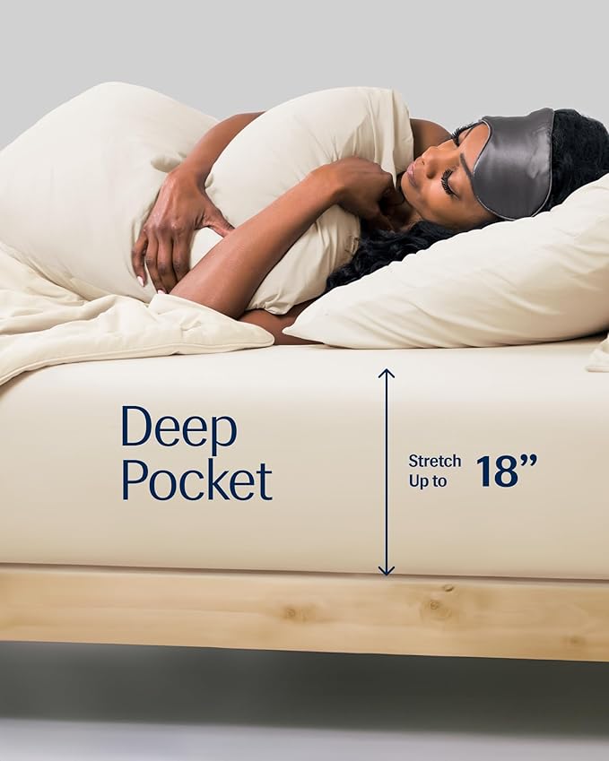 REST® Evercool®+ Fitted Sheet, Queen Size, Snow Ivory, 15" Deep (up to 18’’), Breathable Bedding for Hot Sleeper and Night Sweats, Bed Sheet with Ionic+ Self-Cleaning Silver Yarn for Sensitive Skin