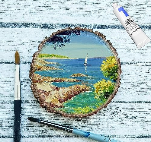 Unfinished Wood Slices for centerpieces 18 PCS 5.1-5.5 Inch,Round Wooden Discs with Tree Bark,Wood Cookies Circles for Cra...