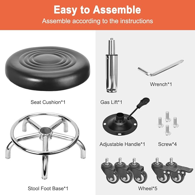 JOSTZHXIN Low Height Rolling Stool Height Adjustable Low Roller Seat, Swivel Small Chair Mechanic Stool, Short Stools for Home Office Garage Shop (Style 1)