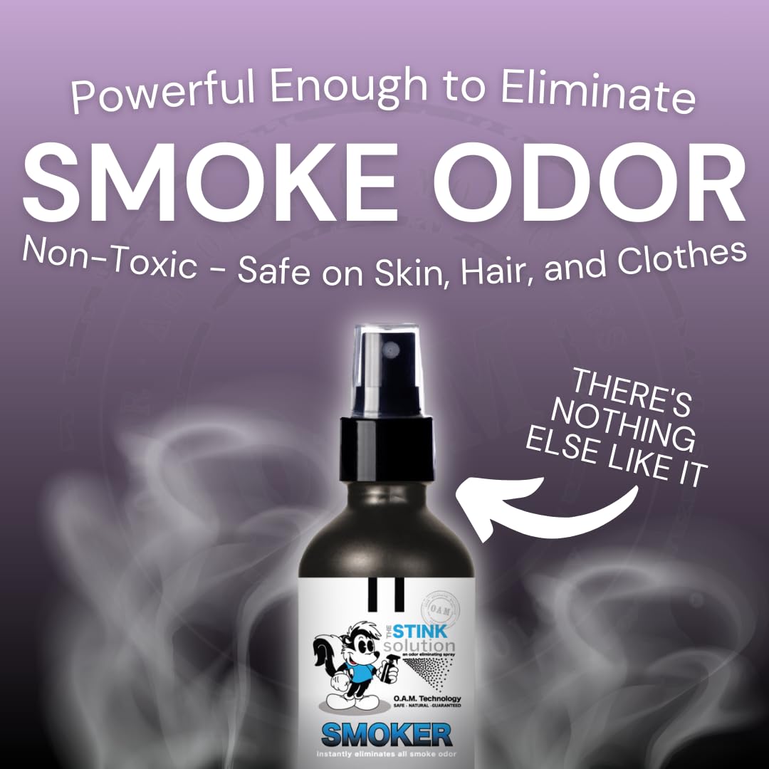 The Stink Solution Smoke Odor Eliminator Spray - Completely Remove Smoke Smell From House, Car, Clothes, Hands, Hair, & More - Best Odor Eliminator For Smoke - Bamboo Teak Fragrance - 2 16 oz Bottles