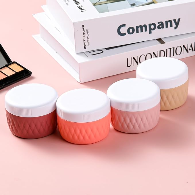 Travel Containers for Toiletries, Silicone Cream Jars BPA-Free, TSA Approved 3oz Travel Size Containers, Leak-proof Silicone Jars with Lid for Cosmetic Face Hand Body Cream (4 Pack)