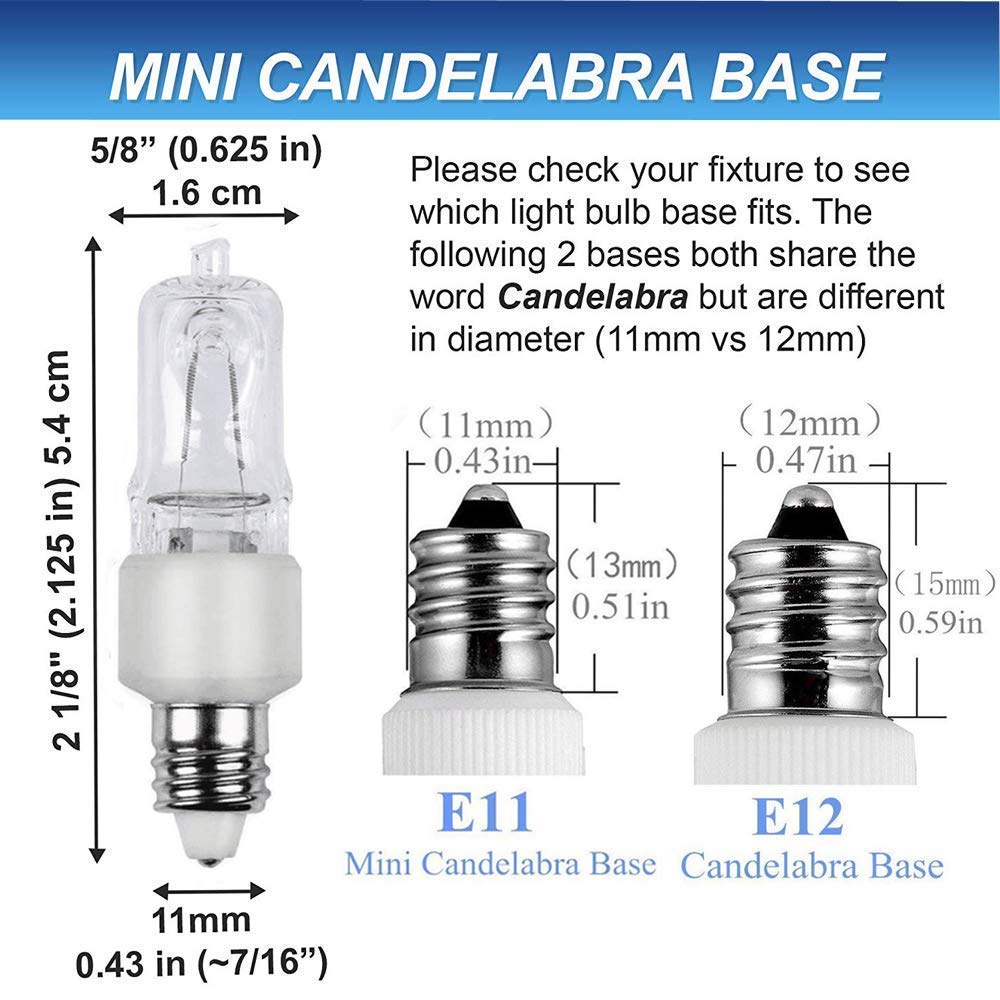 VINACO E11 Bulb, JDE11 120V 75W Halogen Light Bulbs, T4 Mini Candelabra Base, High Output 1150lm, Warm White 2700K, Dimmable, 4-Pack for Ceiling Fan Light Bulbs