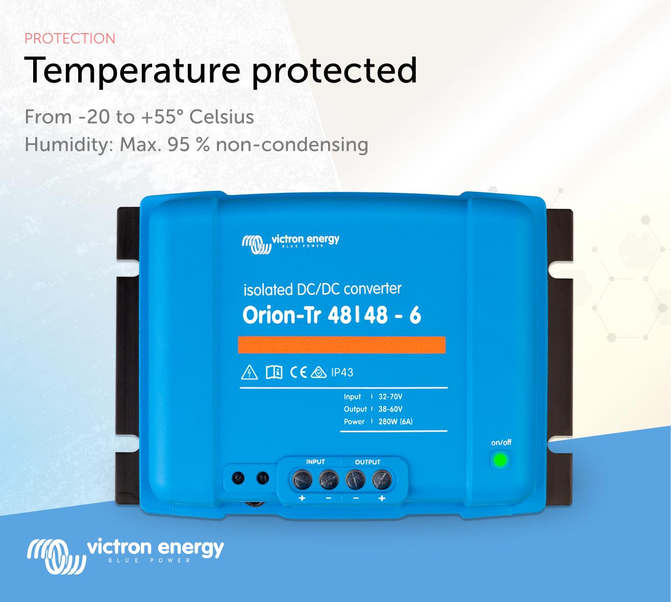 Victron Energy Orion-Tr Dc To Dc Converter - 48/48-Volt 6 Amp 280-Watt - Ip43 Protected - For Dual Battery Systems - Isolated