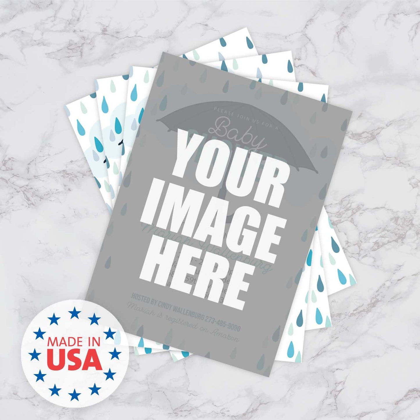Personalized Image Cards / 25 Upload Your Own Design Cards With White Envelopes / 5" x 7" Flat Fully Customized DIY Logo Cards With Blank Back/Made In The USA