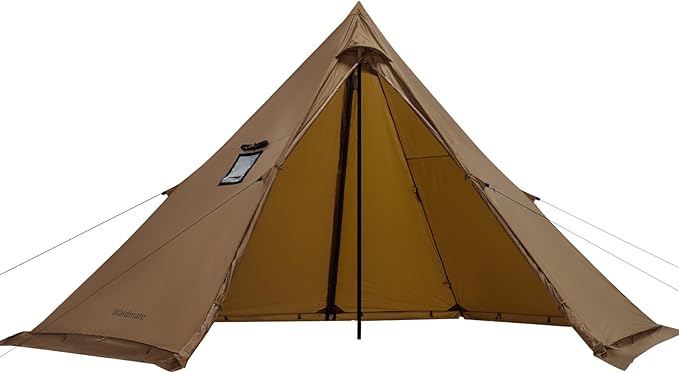 Hot Tent with Stove Jack and Snow Skirt, 6.89~8.53ft Standing Room, 2~5 Person, Tipi Tent for Family Hiking, Fishing, Hunt...