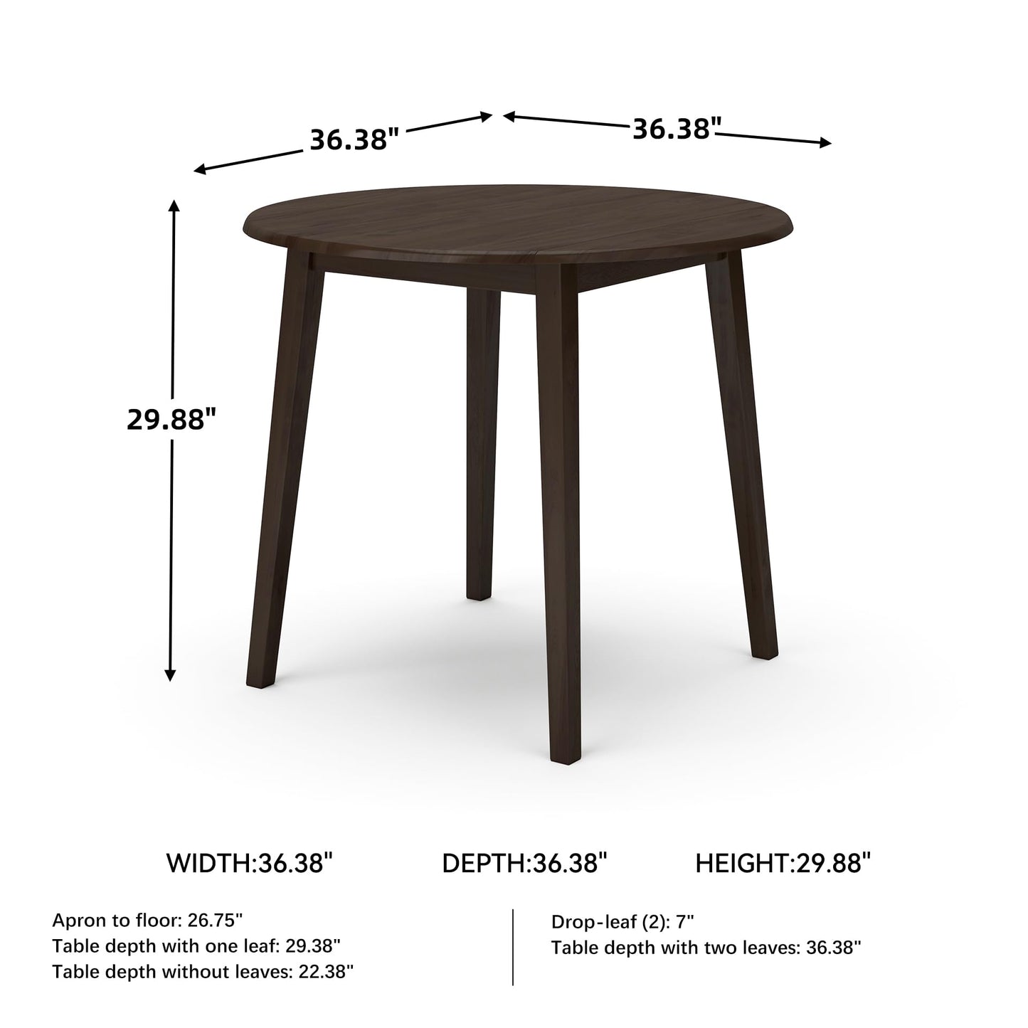 Signature Design by Ashley Hammis Round Dining Room Drop Leaf Table, Dark Brown