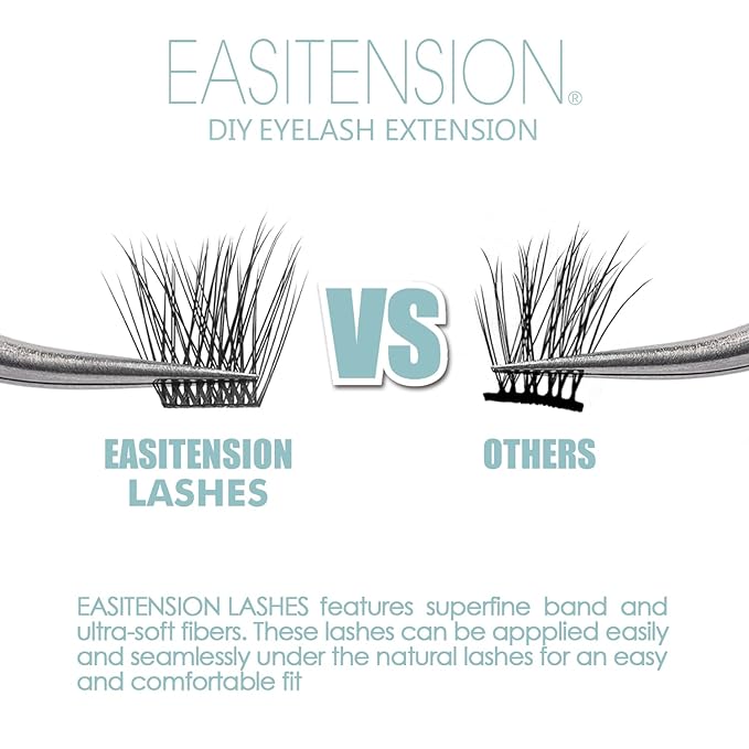 DIY Eyelash Extension, 3D Effect Glue Bonded Band Individual Lash 48 Clusters Volume Lashes Set, Home Eyelash Extension, C curl Lashes Pack 12MM-Volume-48 Clusters