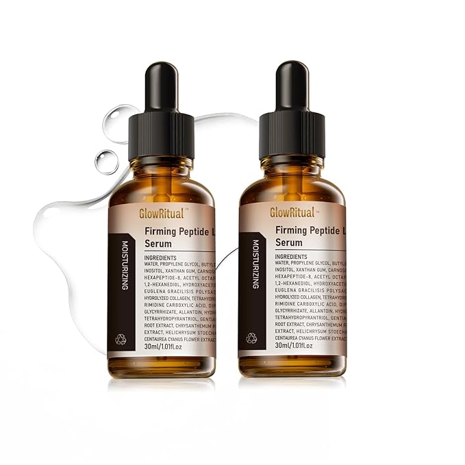 GlowRitual Firming Peptide Lifting Serum — Multi-Peptide + Collagen Serum to Help Improve the Appearance of Fine Lines, Lightweight, Layerable Daily Serum for All Skin Types, 2-Pack