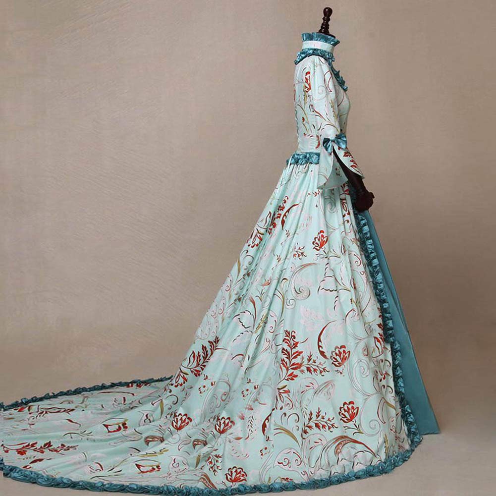 HFU Women's Marie Antoinette Victorian Dress 18th Century Medieval Civil War Ball Gown Southern Belle Costume (25# Blue, S)
