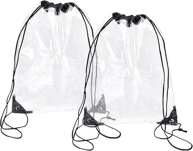 starfa lab 2 Pack Clear Drawstring Bags for Stadium Events,See Through Waterproof PVC Backpack for Men and Women,Ideal for...