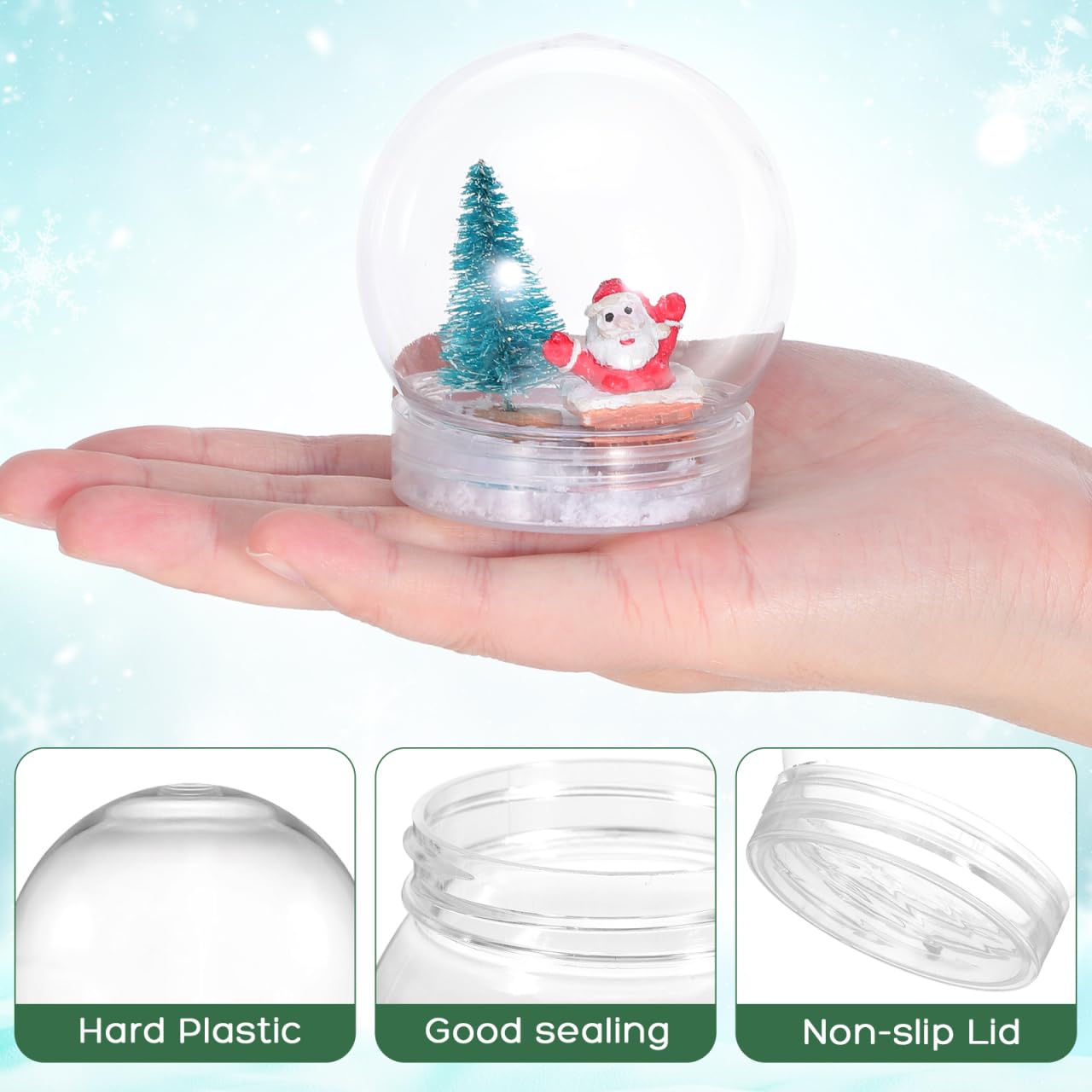 BESTOYARD 30 Pcs Snow Globe Jar 3-Inch DIY Party Favor Dome Clear Snow Earth for Ornaments,Plant Terrariums Wedding Snowglobes Outdoor Plastic