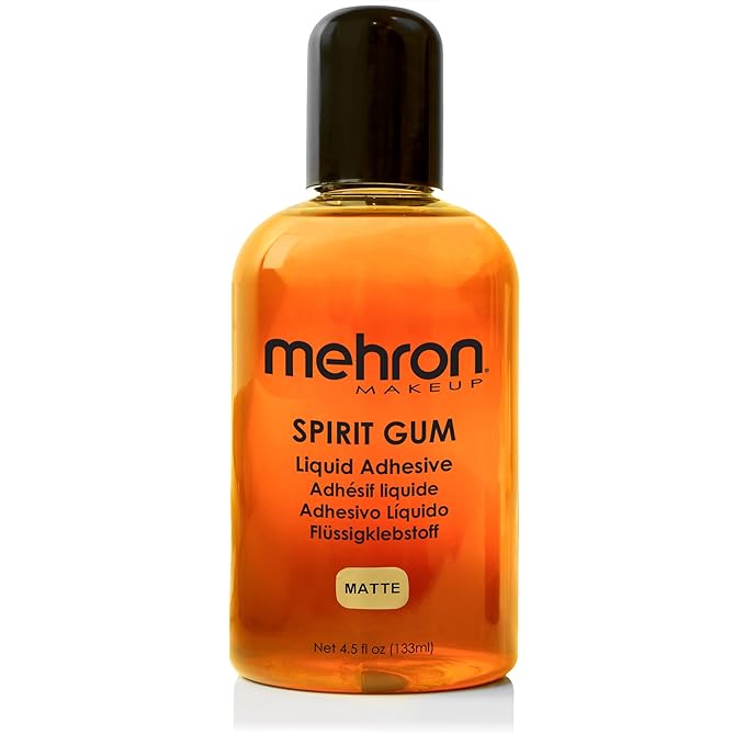 Mehron Makeup Spirit Gum | Spirit Gum Adhesive | Special FX , Cosplay, Halloween, Stage Performance Makeup | Professional Cosmetic Glue Adhesive for Face, Skin, & Body (4.5 oz) (Matte)
