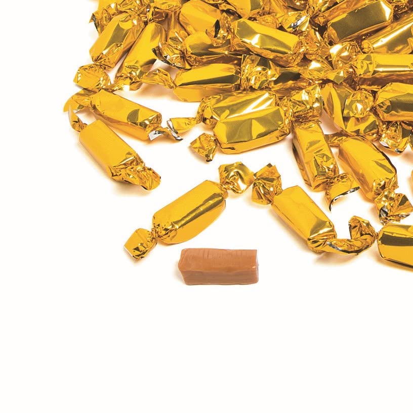 Fun Express Gold Foil Wrapped Caramels - 2 Pounds - Candy Buffet, Wedding and Party Candies | Graduation | Weddings | Receptions - Gold
