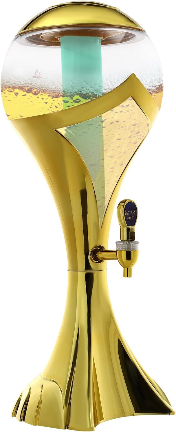 3L/101.5Oz Drink Dispensers Tower with Ice Tube Portable Sphere Wine Dispenser w/Faucet Tall Beer Dispenser for Drinks Ice...