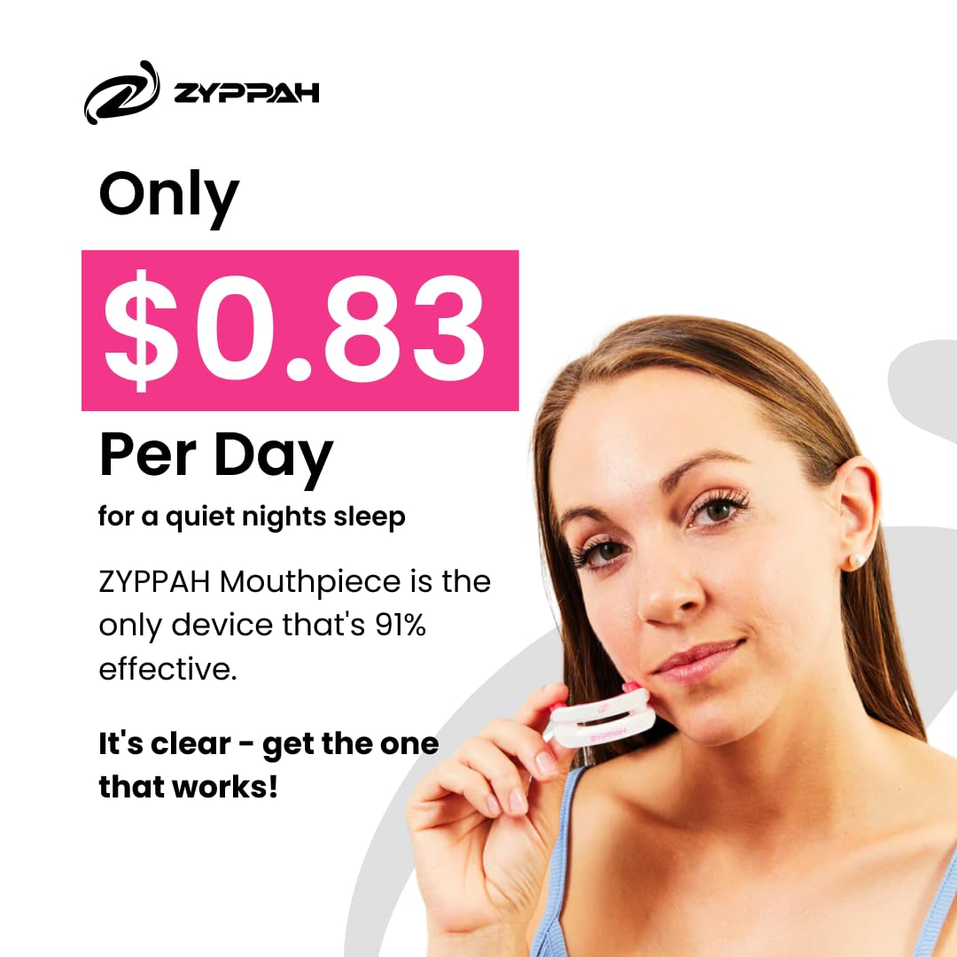 ZYPPAH Anti Snoring Hybrid Oral Mouthpiece | Mouth Guard for Better Sleep - Mouthpiece with Tongue Strap to Stop Snoring - Custom Mold for Mouth - Happy Sleep - Beauty Sleep - 2.25 x 2.75 x 1 inches