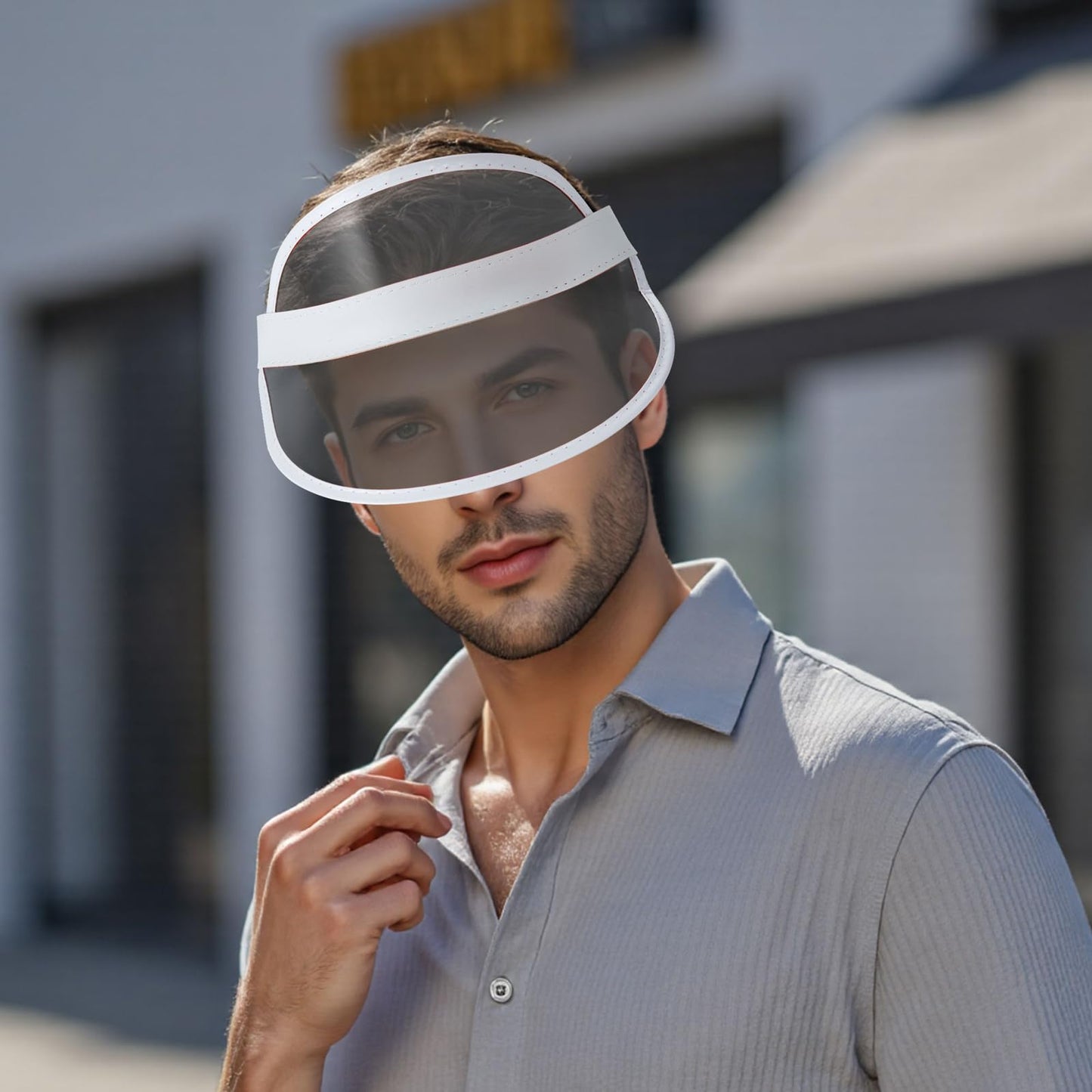Sun Visor Hat Women Men, Clear Plastic Poker Visors, Tennis Beach Sport Sunshade Hat Bicycle Sunhat Headwear (Black, ONE Size)