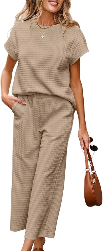 SHEWIN Womens Two Piece Fall Outfits Sweatsuits Casual Pullover Tops and Wide Leg Sweatpant Lounge Sets
