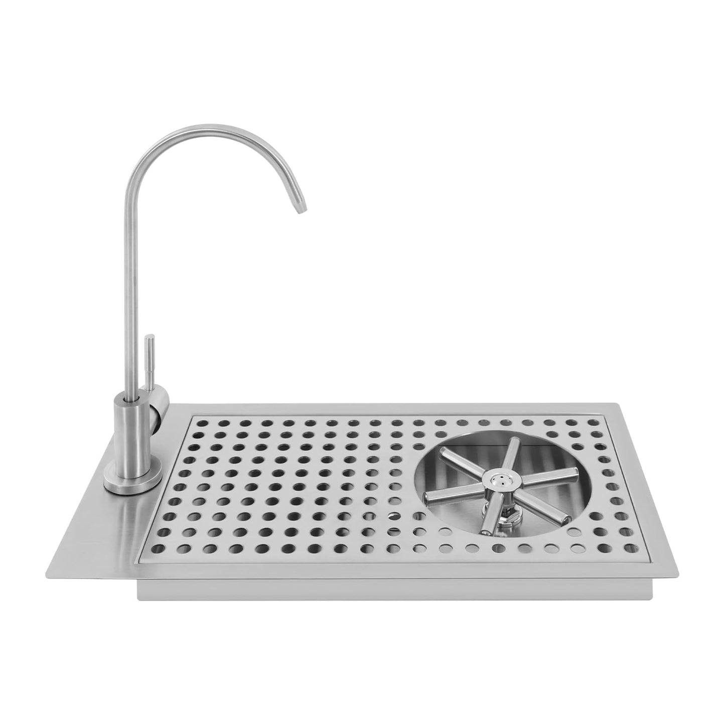 AGULIUM Glass Rinser Cup Washer, Commercial 304 Stainless Steel Pitcher Rinser with Faucet and Multi Angle Cleaning Nozzle for Bar, Cafe, Restaurant, Hotel, Home