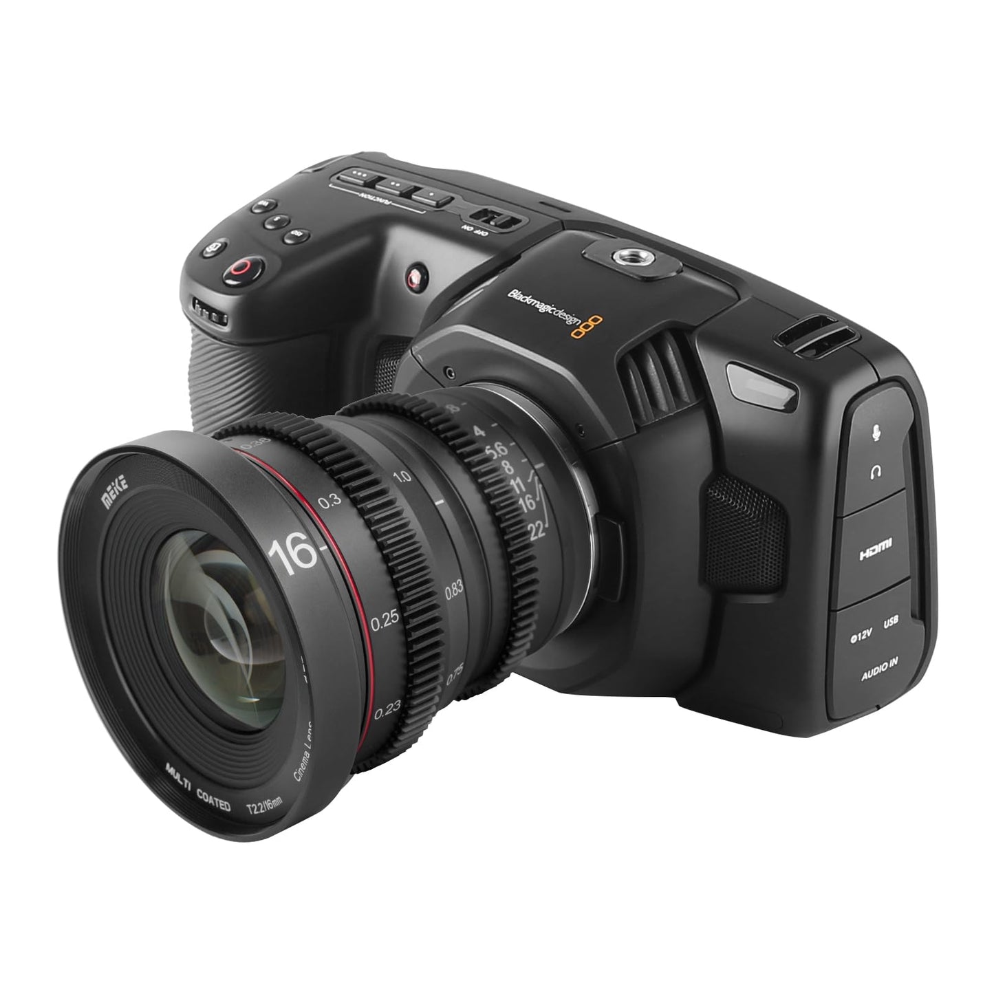 Meike16mm T2.2 Large Aperture Manual Focus Prime Low Distortion 4K Mini Cine Lens for Micro Four Thirds M43 MFT Mount Compatible with Olympus/Panasonic Lumix Cameras and BMPCC 4K Zcam E2 GH5 GH6 GH7