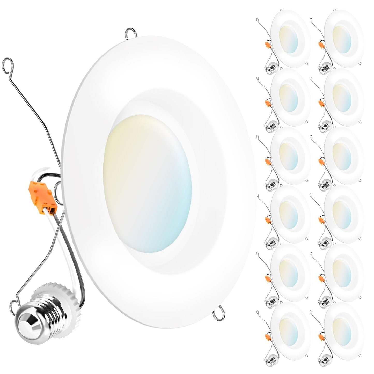 Sunco 12 Pack 6 Inch LED Recessed Lights, Retrofit Can Lights, Smooth Trim, 965 LM, 13W (75W Equivalent), Selectable CCT 2700K/3000K/3500K/4000K/5000K, Dimmable, Damp Rated UL