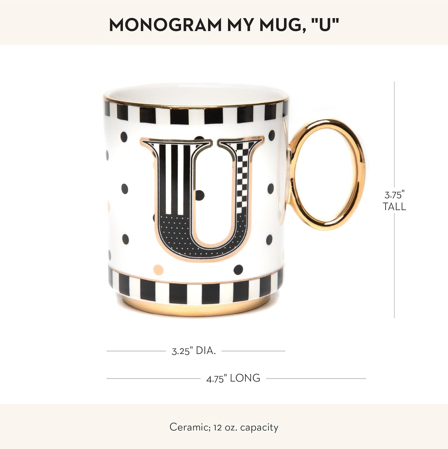 MACKENZIE-CHILDS My Mug, Decorative Ceramic Coffee Mug with Handle, U