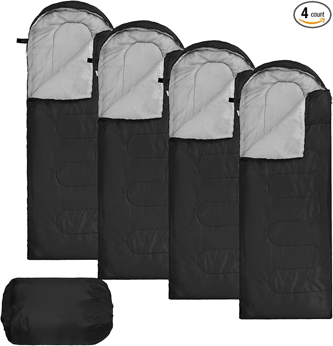 Macarrie 4 Pcs Bulk Sleeping Bags for Homeless Donation Shelter Adults 0 Degree Waterproof Backpack Bags with Compression ...