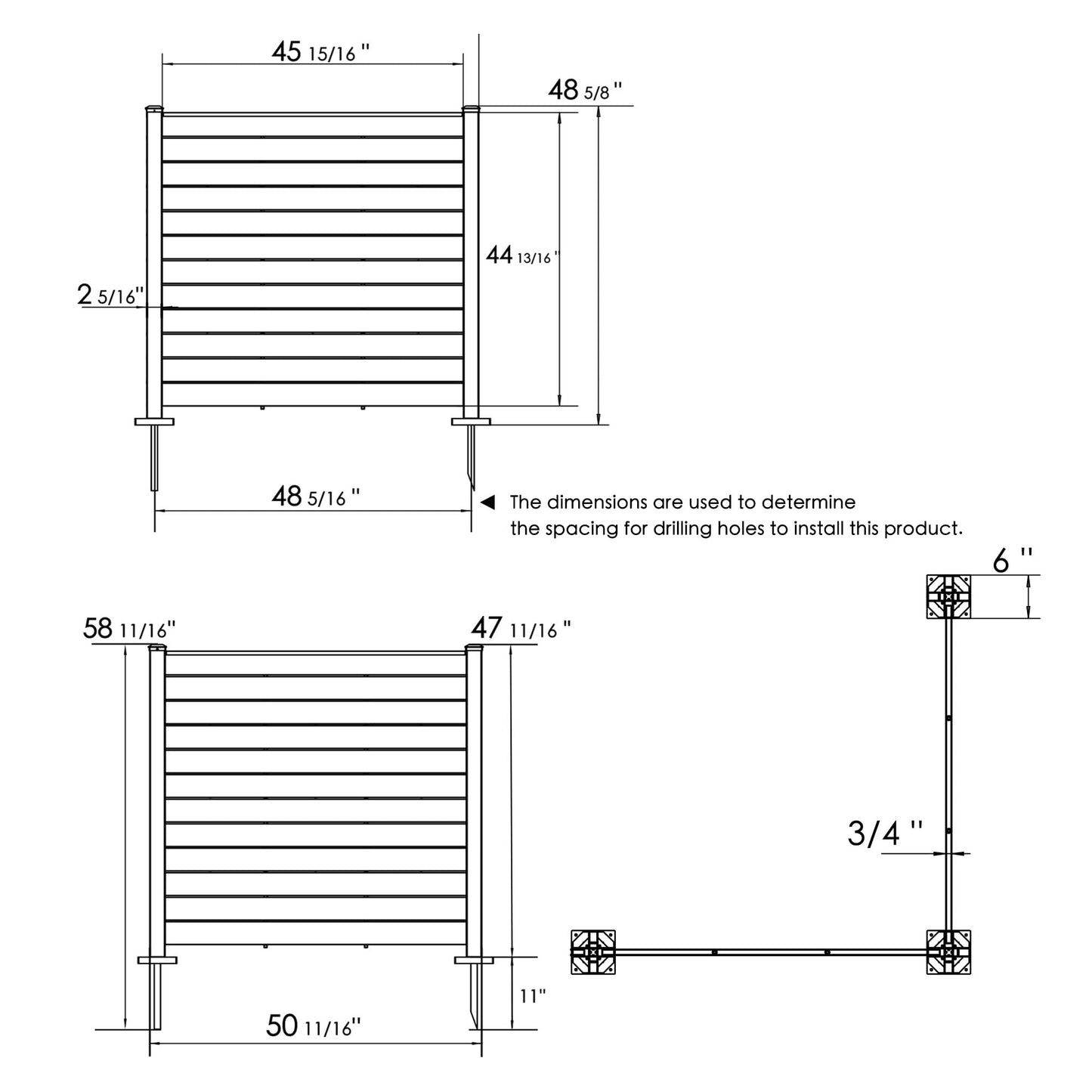 Kozyard 50" W x 48" H Outdoor Privacy Screens Aluminum Post, Air Conditioner Fence Panels, Pool Equipment Enclosure, Trash Can Screens Fence Kit for Outside Backyard Patio (White/2 Panels)