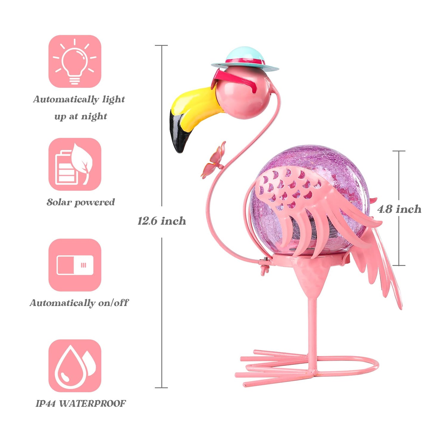 MUMTOP Flamingo Solar Lights Outdoor, Decorative Waterproof LED Solar Lanterns for Patio Garden Yard, Pink Flamingo Tabletop Decorations