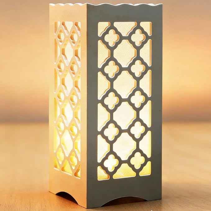 Bright Zeal 9" Tall LED Table Lamp with Flower Shaped Carving (Battery & USB Operated) - LED Desk Lamps Rechargeable with ...