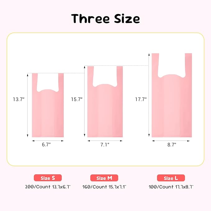 Odor Sealing Disposable Diaper Bags with Tie Handle, 100 count, Large Capacity, Unscented & Durable Diaper Trash Bags for Home & Baby Travel Use (Color:Pink)