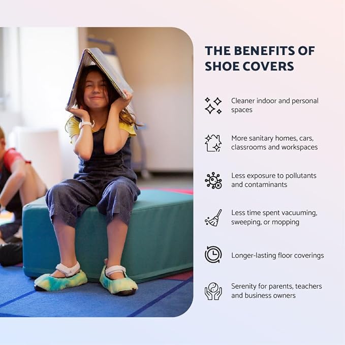 Premium Adult and Kid Shoe Covers - Keep your space clean: Home, Car, After Sports, Suitcase, Classroom - Durable, Machine-washable, Non-slip, Reusable (1 pair)