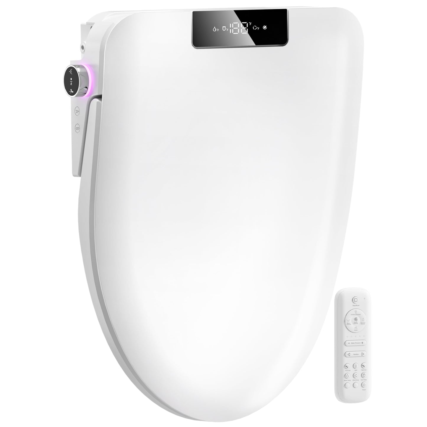 Bidet Toilet Seat with Instant Warm Water Wash, Electric Heated Toilet Seat with Soft Closed Lid,Multiple Cleaning Modes,Warm Air Dryer,Soft Closed Lid, Saved User Settings,Easy Installation (White)
