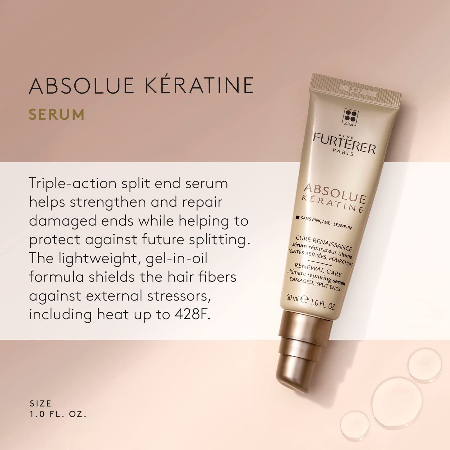 Rene Furterer ABSOLUE KERATINE Repairing Shampoo - For Damaged, Over-Processed Hair - Repair & Restore - Sulfate-Free - 6.7 fl.