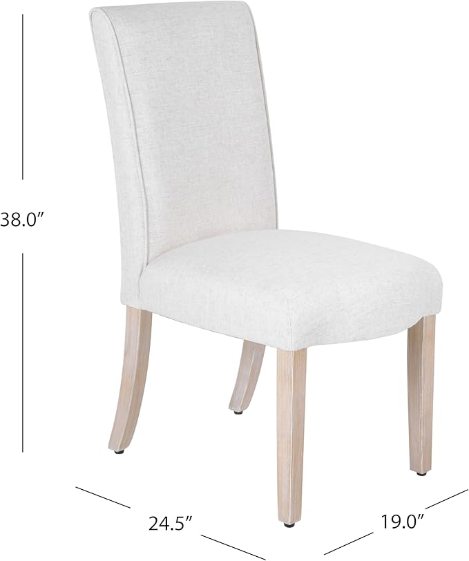 Homepop Scalloped Detail Dining Chair|Upholstered Parsons Dining Chairs |Decorative Home Furniture, Cream Textured Woven (Set of 2)