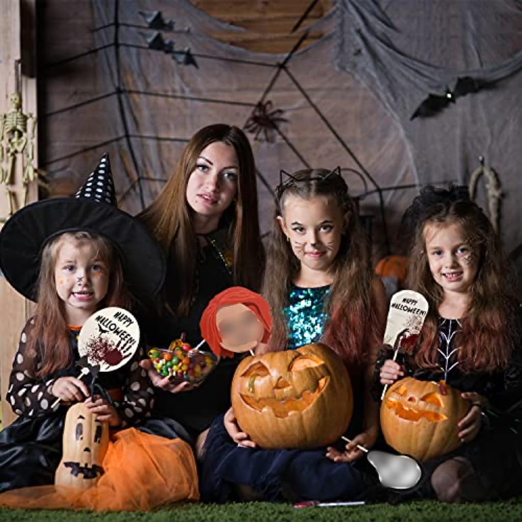 LHCING 22 Pcs Halloween Photo Booth Props Sign Kit - Spooky Skull Mask Death Day Fiesta Décor - Autumn Fall Friday 13th Halloween Selfie Dress-up Props Decoration.