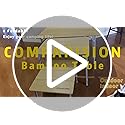 KingCamp Bamboo Camping Table Folding Table with Adjustable Height Aluminum Legs Heavy Duty 176lbs 4-Fold Portable Foldabl...