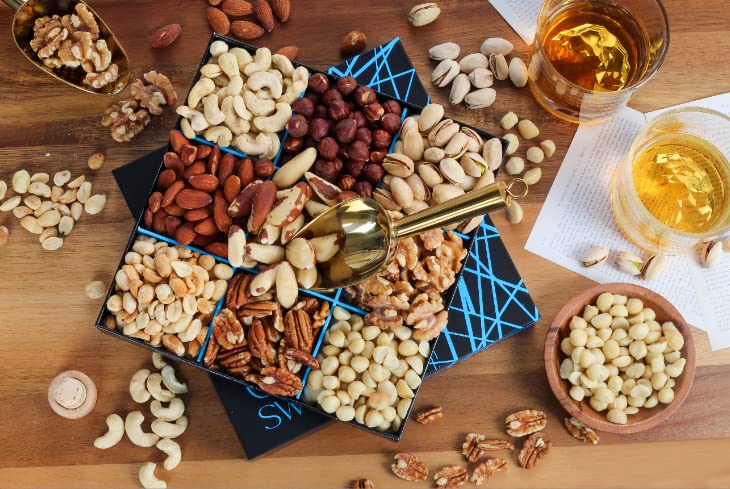 Nuts Gift Basket - Freshly Roasted And Natural Mixed Nut Gift Box - Gourmet Healthy Food Gift for Men/Women - Gourmet Gift, Healthy Gourmet Snack Box for Birthday, Thank You, Congratulations, Corporate, Get Well Soon, Care Package