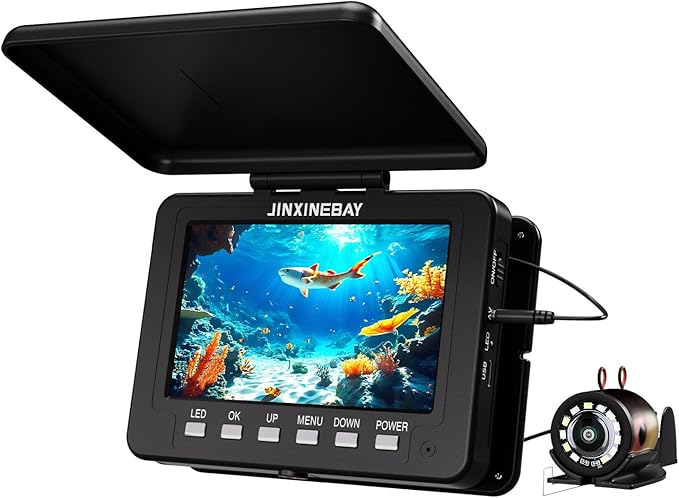 Underwater Fishing Camera,Portable 5" Ice Fishing Camera Underwater, USB-C Charge, 3-Grade IR Lighting, 4X Zoom, 1000TVL I...