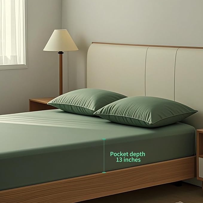 NAGS® Grounding Sheets,Grounding Bedding Sheet, Soft Cotton with Pure Silver Fitted Grounded Sheet for Improved Sleep,Pain Relief (Green, Queen，60 * 80 * 13.5inch)